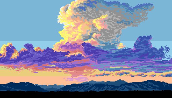 Пиксельный фон облаков