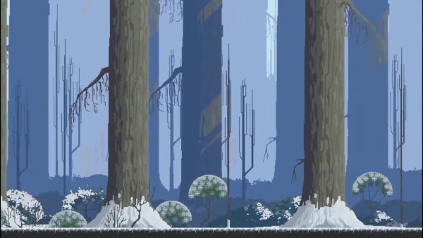 Пиксельный лес зимой