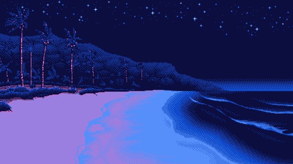 Море пиксельное вечером