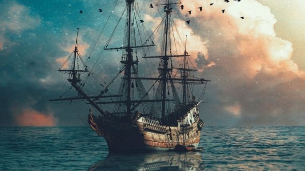 Пиратский фон море корабли