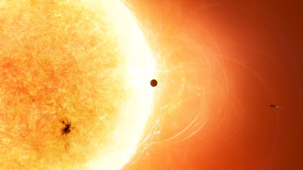 Планета Меркурий и солнце