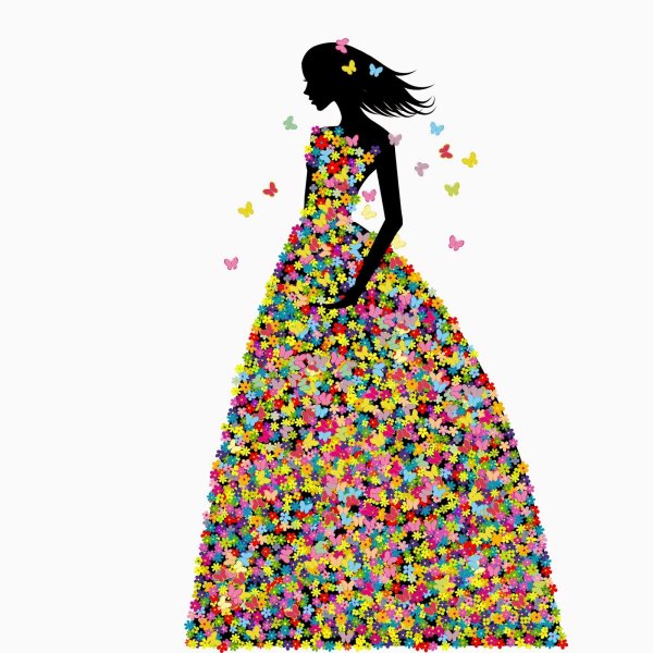 Силуэт девушки в платье из цветов