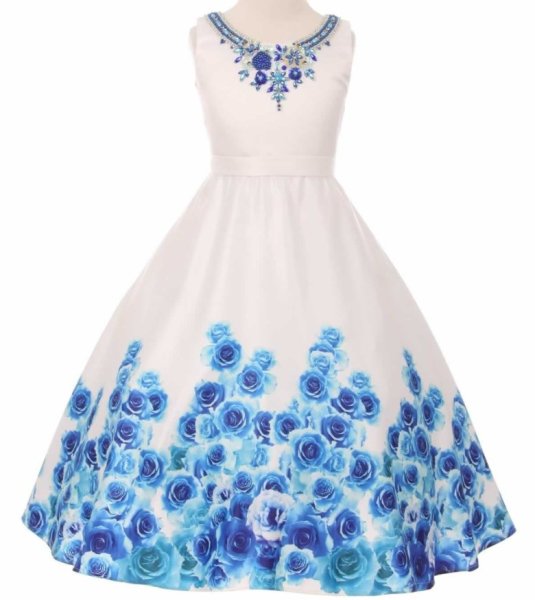 Голубое платье с розами