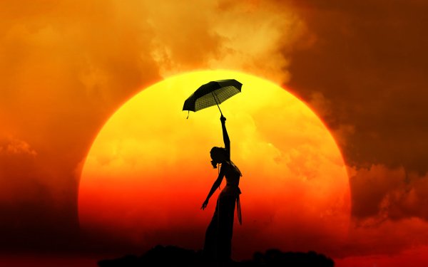 Девушка с зонтиком на сонца