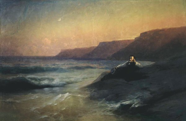 Пушкин на фоне моря