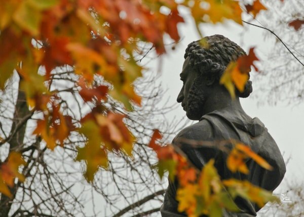 Пушкин на фоне осени