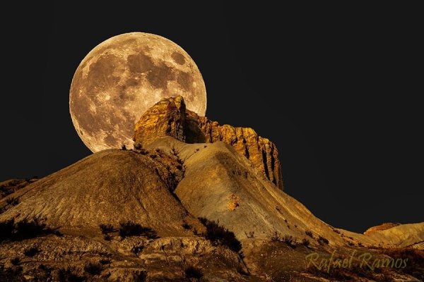 Пустыня на фоне луны