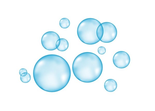 Голубые пузыри на белом фоне