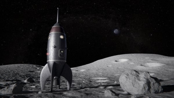 Космическая ракета на Луне