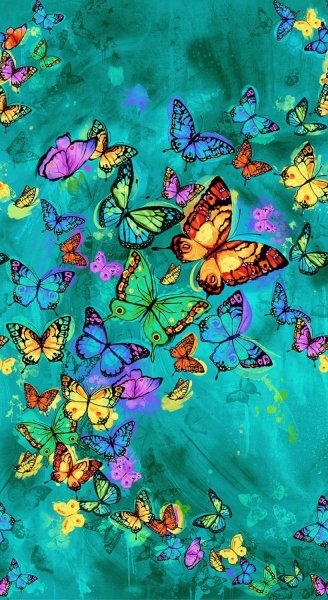 Много разноцветных бабочек