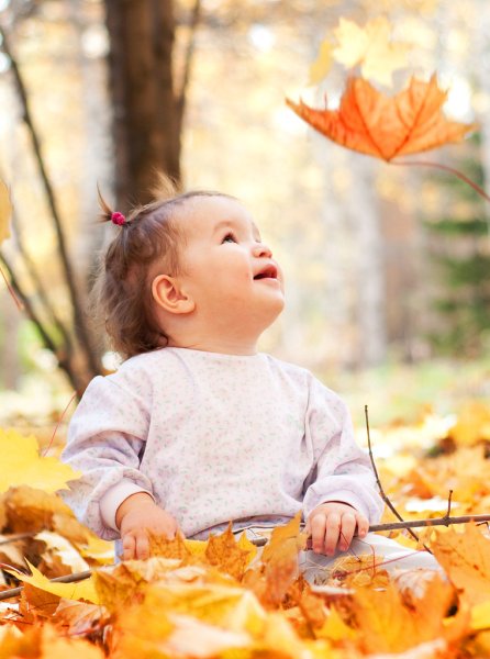 Счастливые дети осенью
