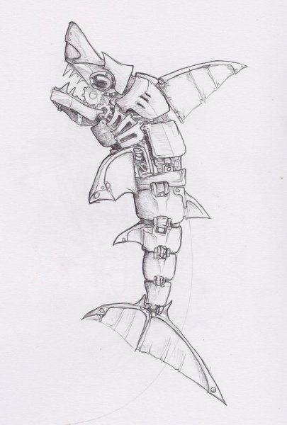 Акула робот эскизы