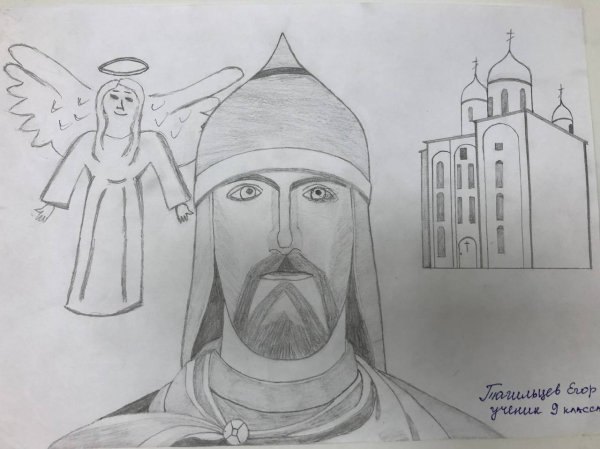 Александр Невский рисунок карандашом