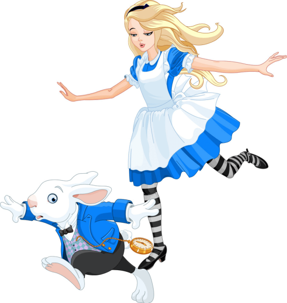 Алиса в стране чудес бежит