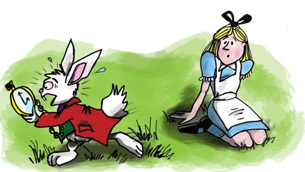 Алиса бежит за белым кроликом