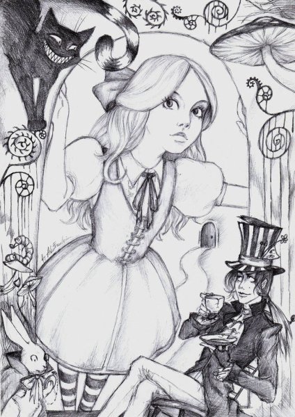Рисунки по книге Алиса в стране чудес