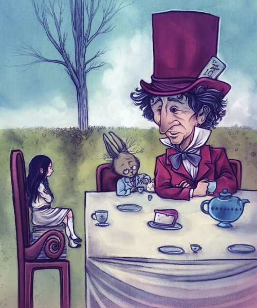 Алиса в стране чудес чаепитие у Шляпника рисунок