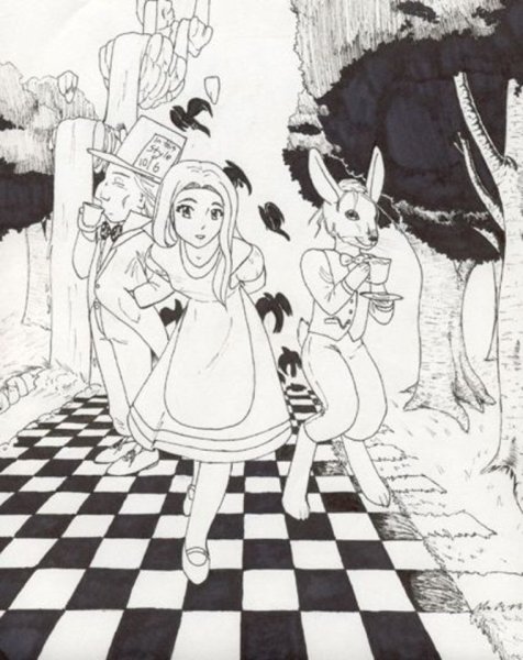Персонажи Алисы в Зазеркалье иллюстрации