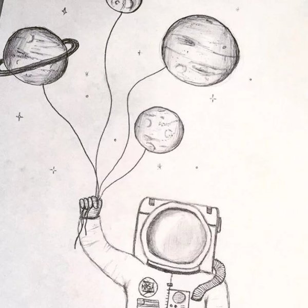 Рисунок космонавтики карандашом