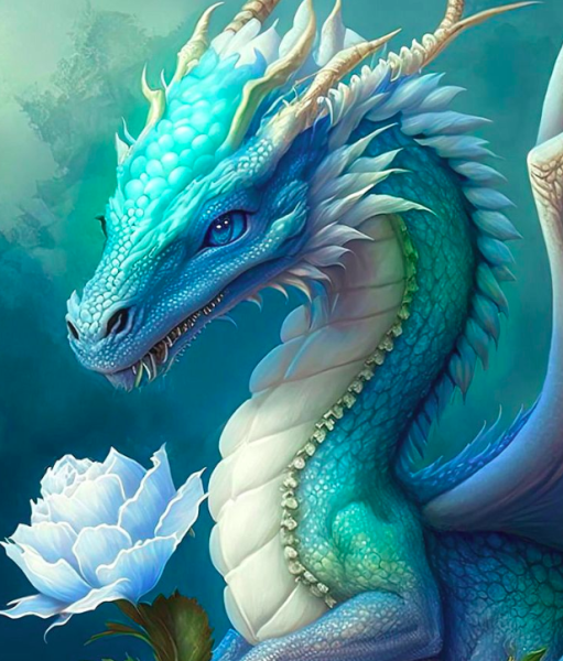 Картинка узорного дракона зелёножолтого