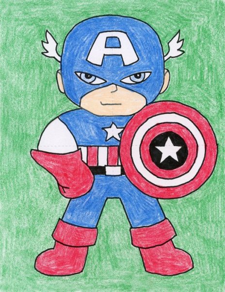 Капитан Америка рисунок легкий