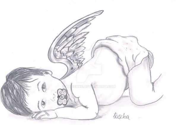 Ангелочек рисунок для срисовки