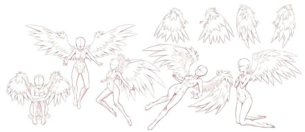 Аниме позы с крыльями