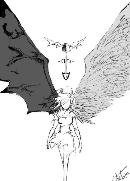 Ангел и демон для срисовки