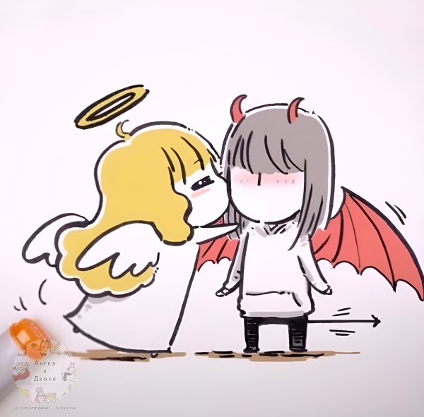 Рисунки ангел и демон лицо