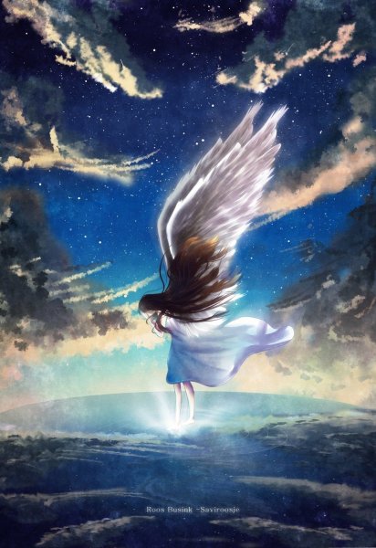 Рисунки ангел летящий в небо