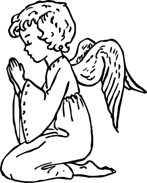 Ангелочек контурный рисунок