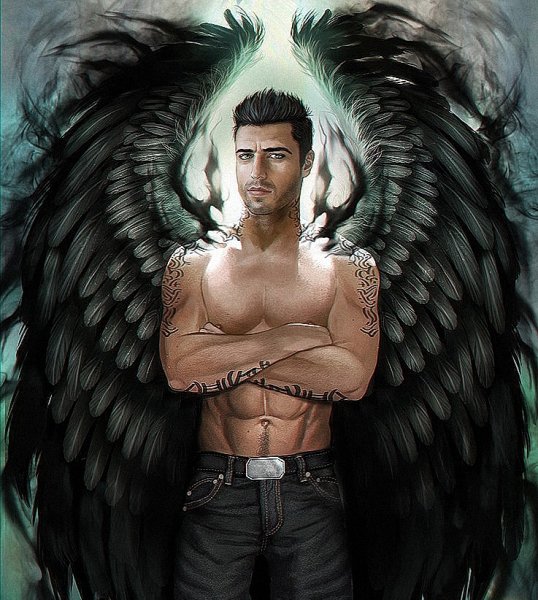 Ангел с черными крыльями мужчина