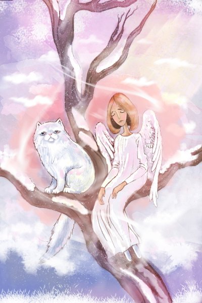Ангел с котом на дереве