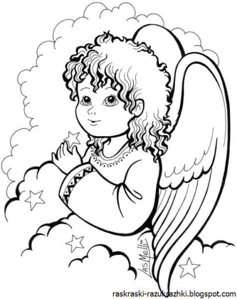 Ангел раскраска для малышей