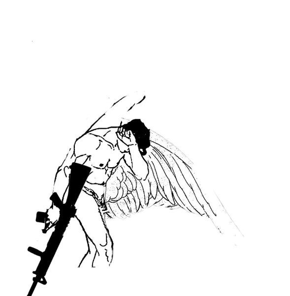 Татуировка ангел с оружием