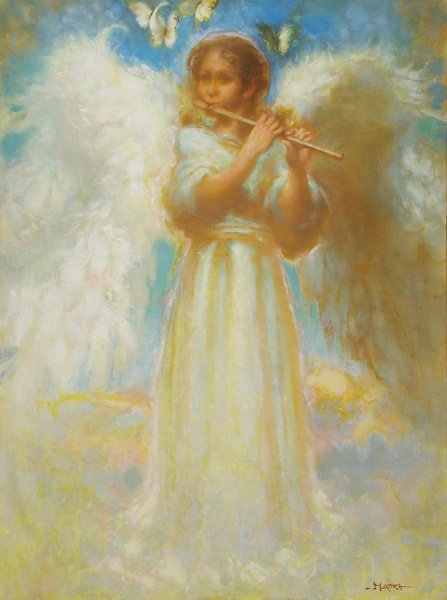 Эдвард Берн-Джонс. «Ангел, играющий на флейте», 1878