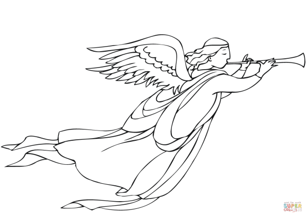 Контурный рисунок ангела