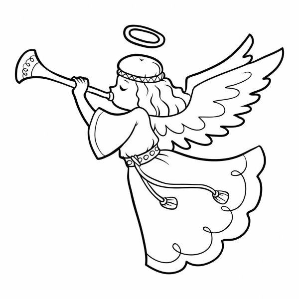 Ангел с трубой раскраска