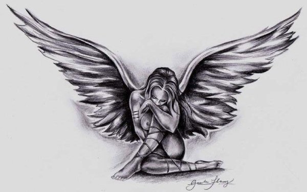 Татуировка ангел эскиз
