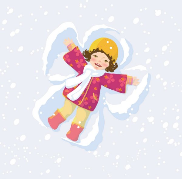 Ребенок в снегу Ангелочек
