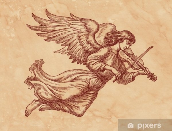 Ангел со скрипкой рисунок