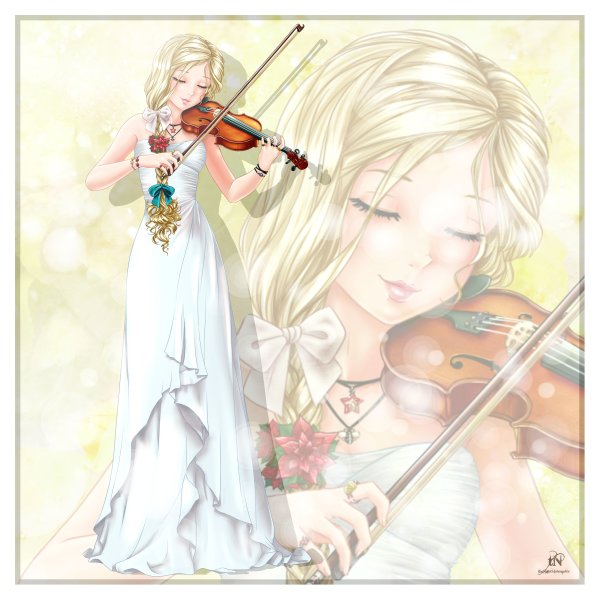Девушка со скрипкой рисунок