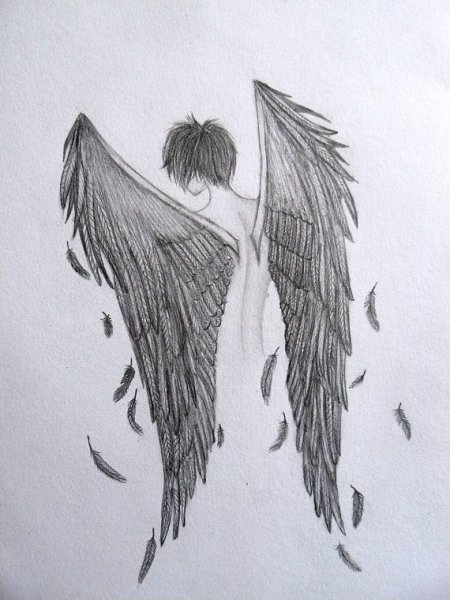 Рисунки ангел сзади