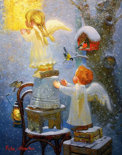 Виктор Низовцев художник ангелы зима