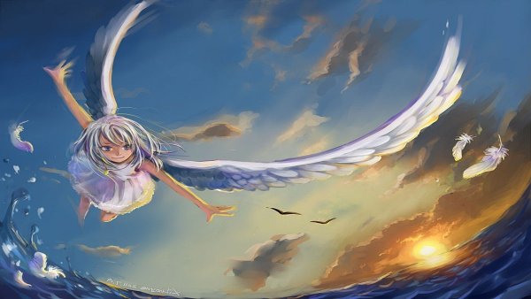 Девушка с крыльями в полете