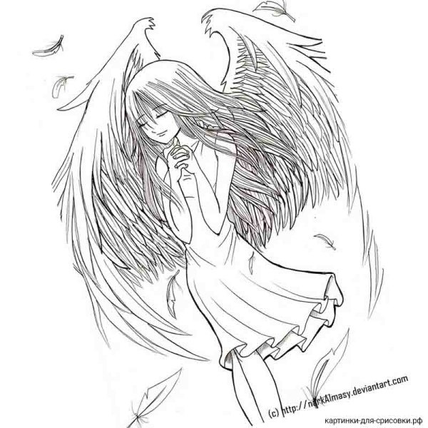 Рисунок ангела для срисовки