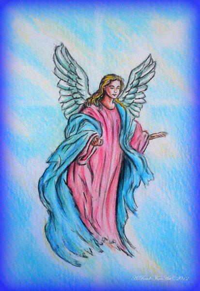 Рисунок ангела цветной