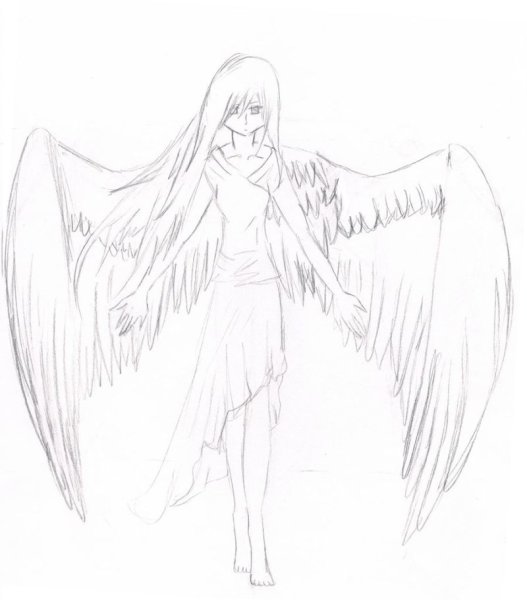 Срисовка ангел или демон аниме