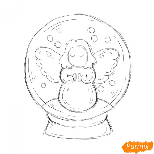Рисуем снежный шар с ангелом