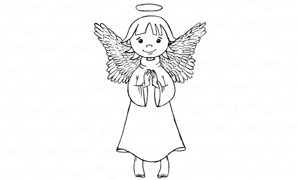 Рисунок ангела карандашом для детей